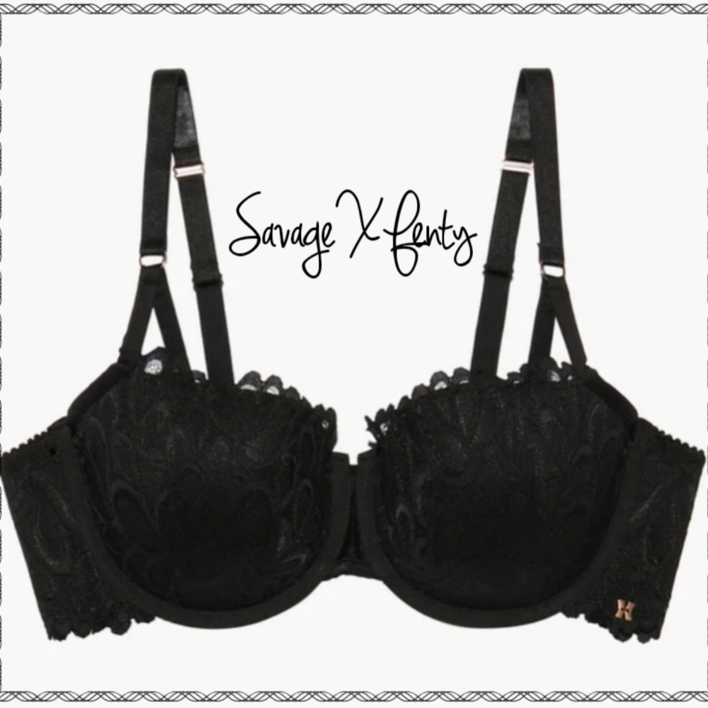 Savage Not Sorry Lightly Lined Lace Balconette Bra - 46D - Black Caviar *NWOT*